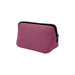 Neoprene Cosmetic Bag - A pink neoprene cosmetic bag with a black zipper and stitched detailing. It has a smooth, soft texture.