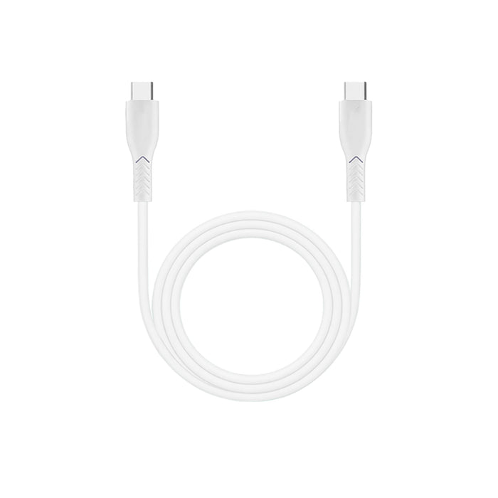 100W Fast Charging Cable - A white 100W fast charging cable featuring USB connectors on both ends and a textured grip.