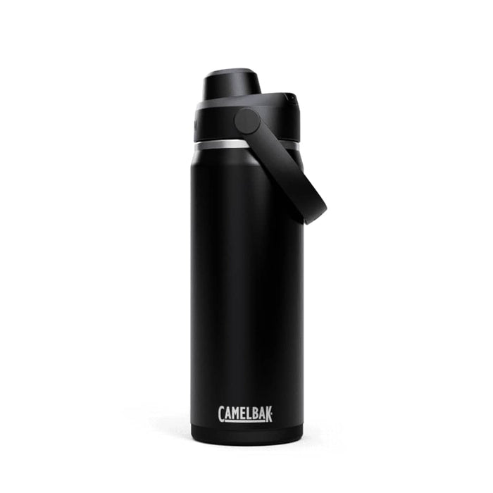 CamelBak - Thrive Chug VSS 0.6L - A drink bottle in sleek matte black with a carry handle and a spout lid, featuring a logo.