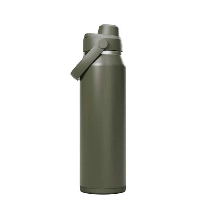 CamelBak - Thrive Chug VSS 1.0L - A drink bottle in olive green with a screw-top lid and a sturdy handle. It features a logo on the side.