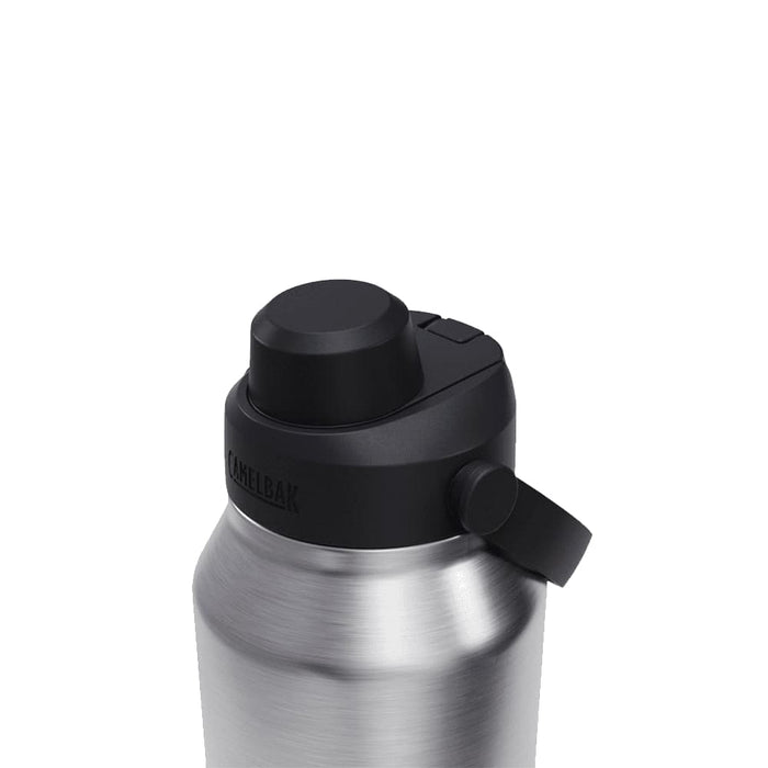 CamelBak - Thrive Chug VSS 1.2L - A drink bottle with a stainless steel body and black lid featuring a carrying handle and a push-button spout.
