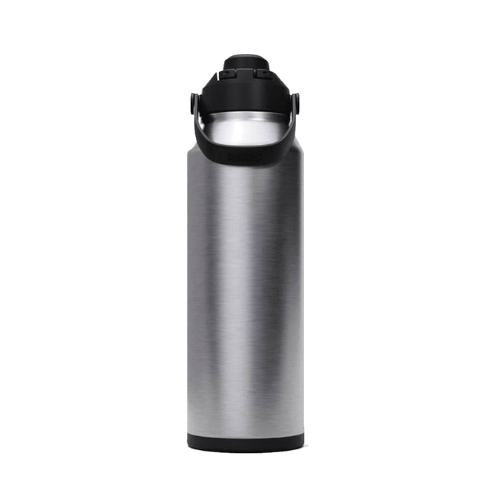 CamelBak - Thrive Chug VSS 1.2L - A drink bottle with a sleek silver exterior and black lid, featuring a built-in handle and a logo.