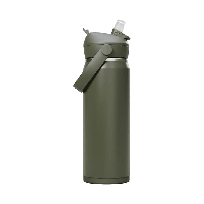 CamelBak - Thrive Flip Straw VSS 0.6L - A drink bottle in olive green with a flip straw lid and carry handle, featuring a logo.