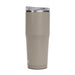 CamelBak - Thrive Tumbler VSS 0.6L - A drink bottle in a matte beige colour with a metal lid and a clear plastic top. It features a logo.