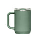 CamelBak - Thrive Mug VSS 0.5L - A drink bottle in a muted green colour with a clear lid and a sturdy handle, featuring a logo on the side.