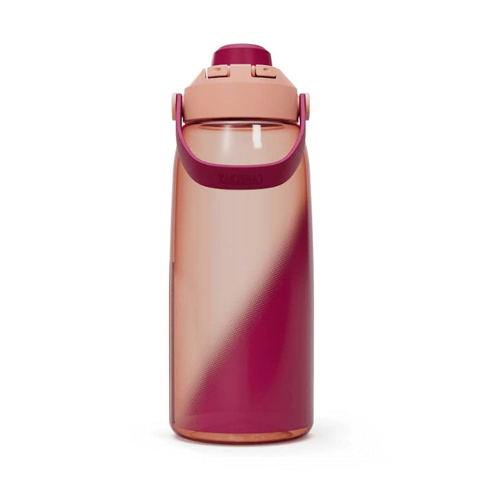 CamelBak - Thrive Chug 1.0L - A drink bottle with a gradient design in pink and burgundy, featuring a handle and a matching lid. It has a logo.