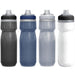 CamelBak - Podium Chill 0.6L - A drink bottle set featuring four colours: black, navy, clear, and white, each with a structured design and a logo.