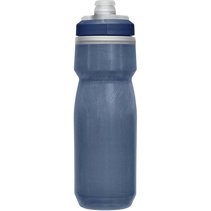 CamelBak - Podium Chill 0.6L - A drink bottle in a dark blue hue with a clear body, featuring a lid and a built-in straw.