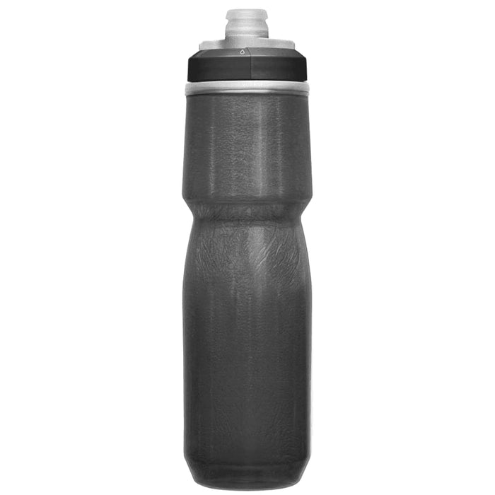 CamelBak - Podium Chill 0.7L - A drink bottle in a grey hue with a black cap, featuring a textured grip and a logo.