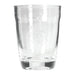 Glass Carry Cup - A glass cup with a clear design and an engraved logo on the front, featuring a rounded shape.