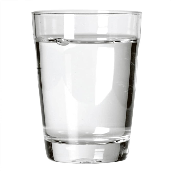 Glass Carry Cup - A glass carry cup filled with clear water, featuring a sleek, transparent design and a smooth rim.