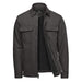 Men's Oxide Sherpa Lined Canvas Jacket - A men's oxford grey jacket with a sherpa lining, featuring two chest pockets and a zip-front opening.