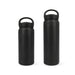 350ML/500ML Double Wall Stainless Steel Drink Bottle with Handle - A drink bottle set featuring two black double wall stainless steel bottles with handles, in 350ML and 500ML sizes.