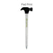 Hammer Shape Ballpoint Pen - A hammer-shaped ballpoint pen with a silver barrel and a black top, featuring a logo.