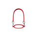 Silicone Cup Carry Strap - A drink bottle carry strap in vibrant red silicone, featuring metal clips for attachment and a rounded handle design.