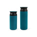 350ML/500ML Double Wall Stainless Steel Drink Bottle - A drink bottle set featuring two teal double wall stainless steel bottles with black lids in 350ML and 500ML sizes.