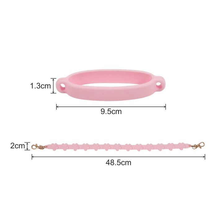 Silicone Flower Tumbler Strap - A pink silicone flower tumbler strap with a length of 48.5 cm and width of 1.3 cm, featuring a clasp.