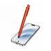 NFC Touchscreen Ballpoint Pen - A red NFC touchscreen ballpoint pen placed on a smartphone screen, featuring a sleek design and a logo.