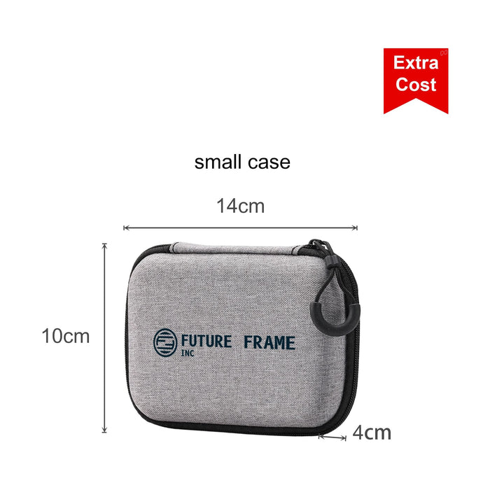 10000mAh Magnetic Wireless  Power Bank with Charging Cable - A small grey zippered case with a logo, measuring 14cm x 10cm x 4cm.
