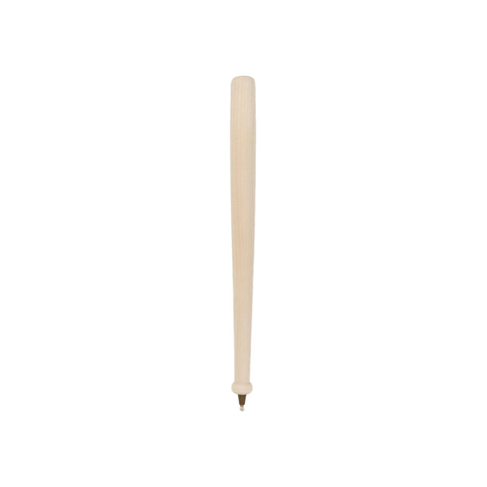 Wooden Baseball Bat Shape Pen - A wooden baseball bat-shaped pen in a light wood colour, featuring a logo on the side.
