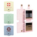 Suqare Folding Pocket Mirror - A square folding pocket mirror in pastel pink, with additional mirrors in mint green and light blue. Features a logo.