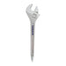 Spanner Shape Ballpoint Pen - A silver ballpoint pen shaped like a spanner, featuring a logo on the side.