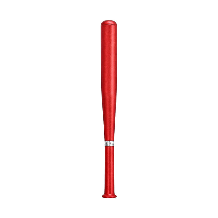 Plastic Baseball Bat Shape Pen - A red plastic pen shaped like a baseball bat, featuring a silver band near the base and a logo at the bottom.