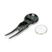 Elite Pitch Repairer & 24mm Ball Marker - A chrome pitch repairer with a ball marker, featuring a sleek design and a circular silver marker disc.