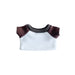 Plush Doll Raglan T-Shirt - A plush doll raglan T-shirt in white with brown sleeves and a dark brown ribbed collar, featuring a logo.