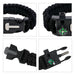 5 in 1 Survival Bracelet - A black paracord bracelet featuring a compass and multiple attachment points. It has a strong, durable design.