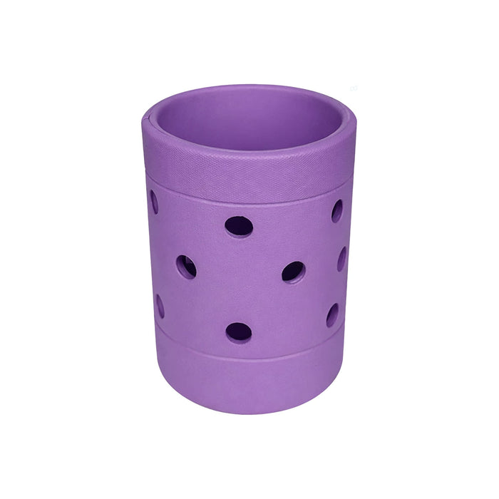 EVA Holes Stubby Holder - A drink bottle holder in purple, featuring multiple circular holes for ventilation. It has a simple, cylindrical design.