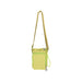 Water Bottle Holder with Strap - A drink bottle holder in bright yellow with a green zipper, featuring an adjustable strap and a drawstring closure.