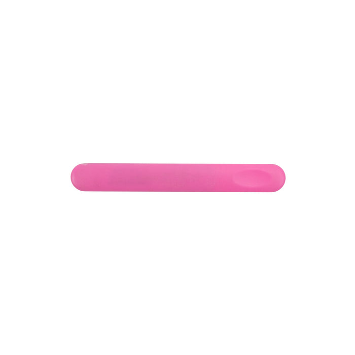 PS Nail File - A pink nail file with a smooth, rounded edge and a subtle sheen, featuring a branding logo.