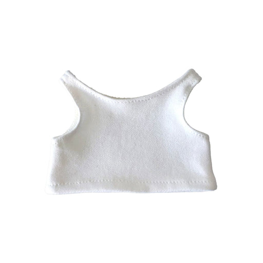 Plush Doll Basic Tank Top - A white tank top with a sleeveless design, featuring a simple and basic style. It has a logo on the fabric.