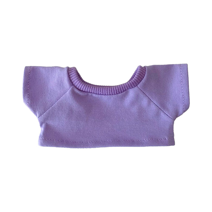 Plush Doll Basic T-Shirt - A plush doll t-shirt in soft purple fabric with a simple design and ribbed neckline.