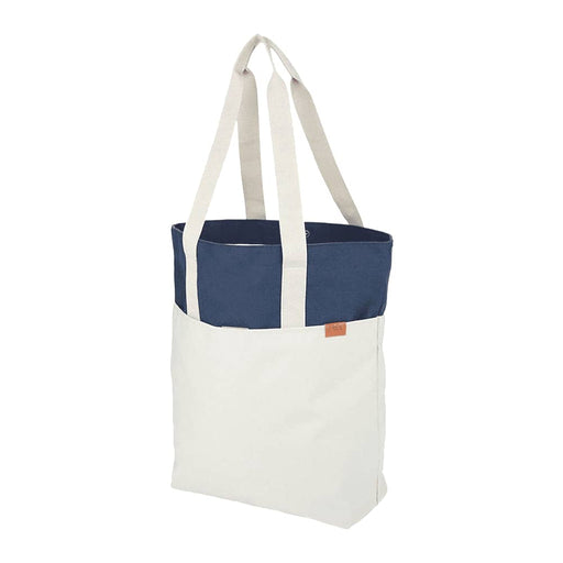 Field & Co.® Parks Day Tote - A tote bag featuring a navy blue top section and a cream-coloured lower section, with long handles and a logo.