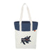 Field & Co.® Parks Day Tote - A tote bag with a cream body, navy blue top and straps, featuring a branded logo on the front.