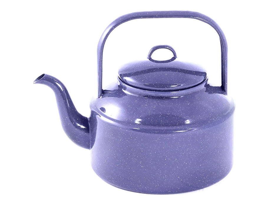 Falcon Enamel 2L 18cm Tea Kettle - A purple enamel tea kettle with a handle and spout, featuring a lid and a simple design.
