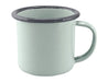 Falcon Enamel 125ml 6cm Espresso Mug - A mint green espresso mug with a dark rim and handle, featuring a smooth enamel finish and a branding logo.