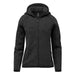 Women's Avalante Full Zip Fleece Hoody - A women's full zip fleece hoody in dark grey, featuring a hood and a zippered front. It has a logo on it.