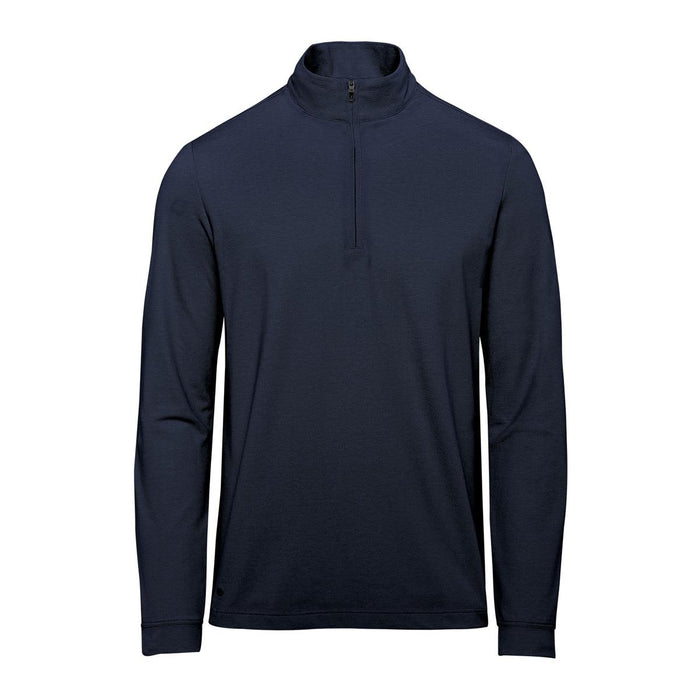 Men's Sonora 1/4 Zip Pullover - A navy men's pullover featuring a 1/4 zip and long sleeves, with a logo on the chest.