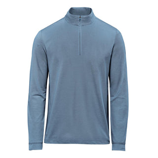 Men's Sonora 1/4 Zip Pullover - A men's pullover in a soft blue shade with a quarter zip and long sleeves; features a logo.