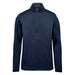 Men's Zermatt 1/4 Zip Pullover - A navy 1/4 zip pullover with long sleeves and a stand-up collar, featuring a logo.