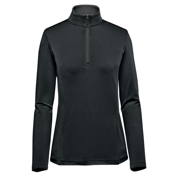 Women's Zermatt 1/4 Zip Pullover - A Women's Zermatt 1/4 Zip Pullover in black with a high neck and long sleeves, featuring a zipper at the collar.