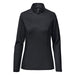 Women's Monterey 1/4 Zip Pullover - A women's black 1/4 zip pullover with long sleeves, featuring a logo on the side.