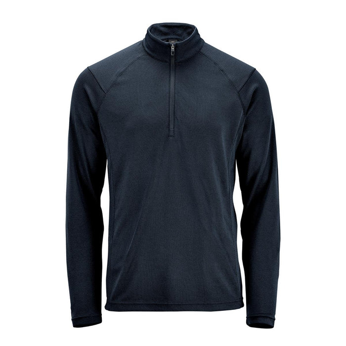 Men's Mesa 1/4 Zip Pullover - A dark navy men's pullover featuring a 1/4 zip neck and long sleeves, with a logo on the chest.
