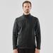 Men's Appaloosa Knit Jacket - A men's knit jacket in black with a zippered front and a high collar, featuring a logo on the side.