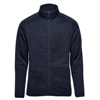Men's Yosemite Full Zip Fleece Jacket - A full zip fleece jacket in navy blue featuring a high collar and a visible zipper. The jacket has a logo.