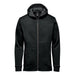 Men's Antares Performance Hoody - A black hoody featuring a zip front, a hood, and a soft inner lining, with side pockets and a logo.