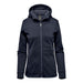 Women's Antares Performance Hoody - A women's performance hoody in navy blue with a zip front, hood, and side pockets. It features a textured inner lining.